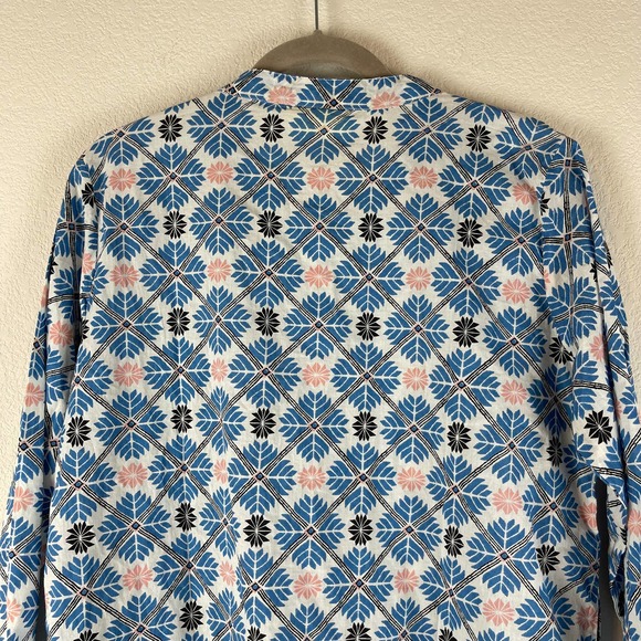 ROLLER RABBIT Blue Printed Button Down 3/4 Sleeve Dress Size L - Picture 10 of 12